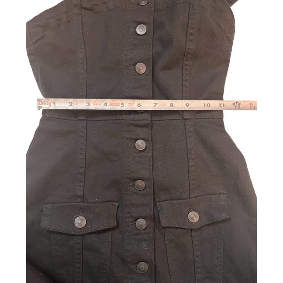 NWOT Divided H&M XXS Black Denim Button Up Short Sheath Dress Stretch & Fitted - Picture 8 of 11